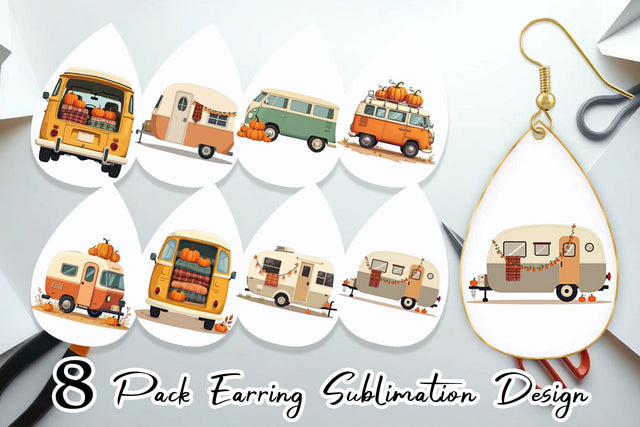Earring Boho Fall Camper Sublimation artnoy 