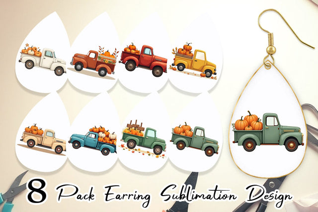 Earring Boho Farm Trucks Sublimation artnoy 