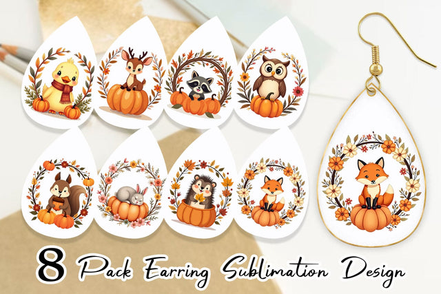 Earring Boho Pumpkin Critters Sublimation artnoy 