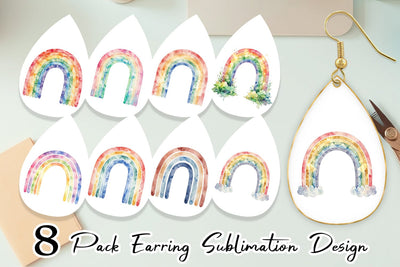 Earring Boho Rainbow Abstract Sublimation artnoy 