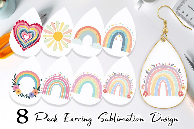 Earring Boho Rainbow Pastels Sublimation artnoy 