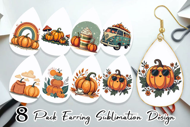 Earring Boho Retro Pumpkin Sublimation artnoy 