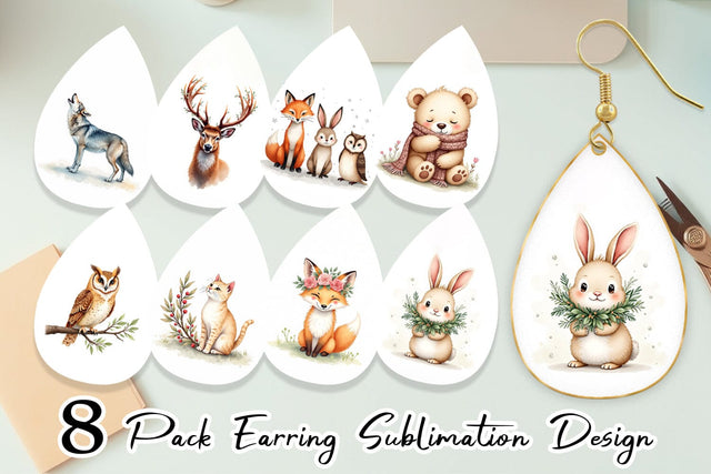 Earring Boho Winter Animals Sublimation artnoy 