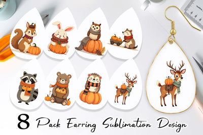 Earring Boho Woodland Animals Sublimation artnoy 