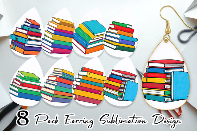 Earring Book Stack Sublimation artnoy 