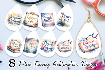 Earring Bookworm Quotes Sublimation artnoy 
