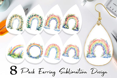Earring Botanical Boho Rainbow Sublimation artnoy 