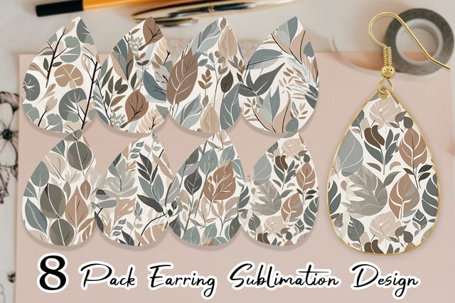 Earring Botanical Elements Pattern Sublimation artnoy 