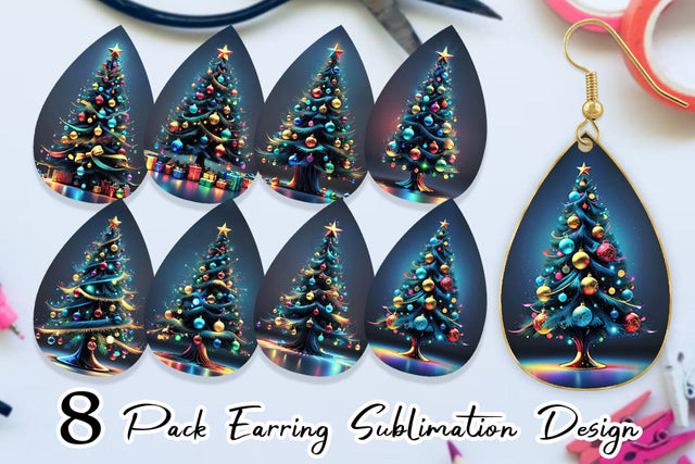 Earring Bright Christmas Tree Sublimation artnoy 