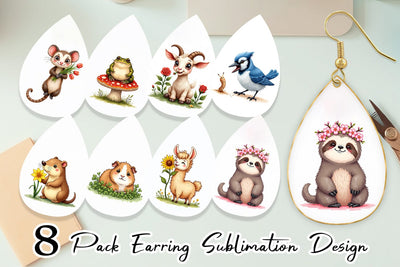 Earring Bug-Eyed Spring Bloomers Watercolor Sublimation artnoy 