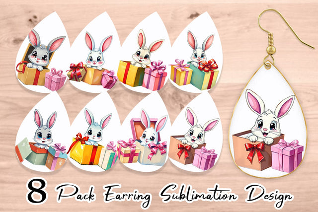 Earring Bunny Gift Sublimation artnoy 