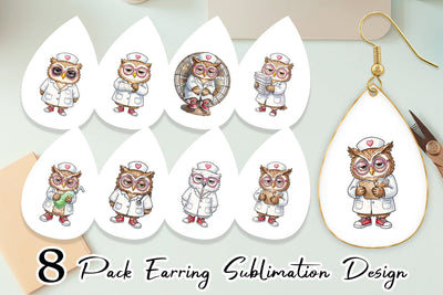 Earring Burnout Owl Nurse Lifestyle Sublimation artnoy 