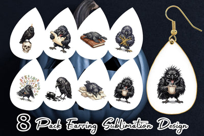 Earring Burnout Raven Dark Academia Watercolor Sublimation artnoy 