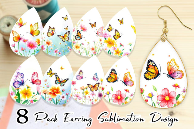 Earring Butterfly and Flower Sublimation artnoy 