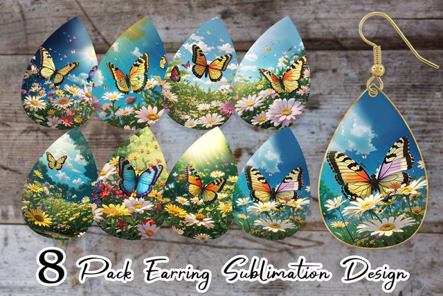 Earring Butterfly and Wildflowers Sublimation artnoy 