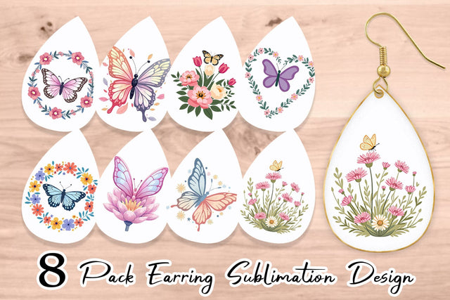 Earring Butterfly Bloom Pastels Sublimation artnoy 