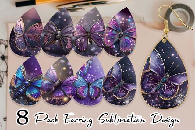 Earring Butterfly Glitter Sublimation artnoy 