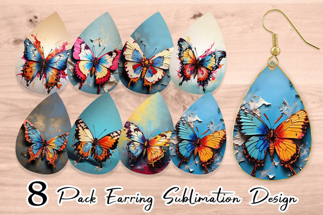 Earring Butterfly Vibrant Color Sublimation artnoy 