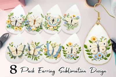 Earring Cabbage White Butterfly Sublimation artnoy 