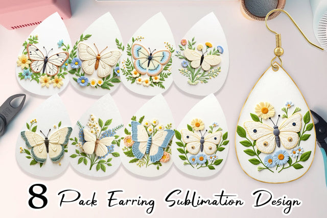 Earring Cabbage White Butterfly Sublimation artnoy 