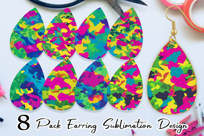 Earring Camouflage Colorful Sublimation artnoy 