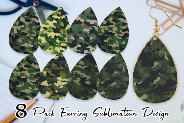 Earring Camouflage Texture Sublimation artnoy 