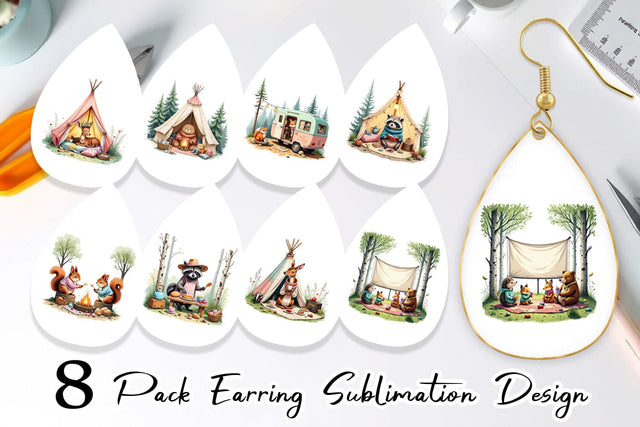 Earring Camping Cozy Animals Sublimation artnoy 