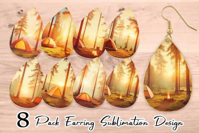 Earring Camping Forest Sunset Sublimation artnoy 