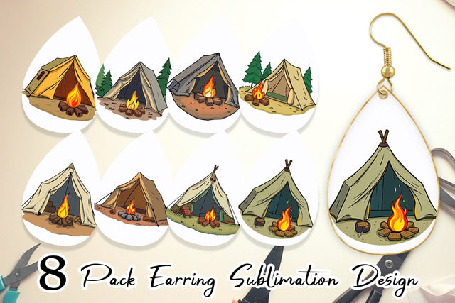 Earring Camping Tent Sublimation artnoy 