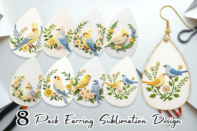 Earring Canary Embroidery Sublimation artnoy 