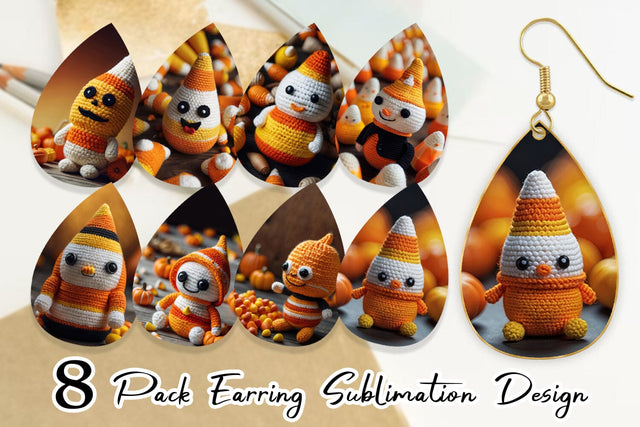 Earring Candy Corn Knitted Sublimation artnoy 