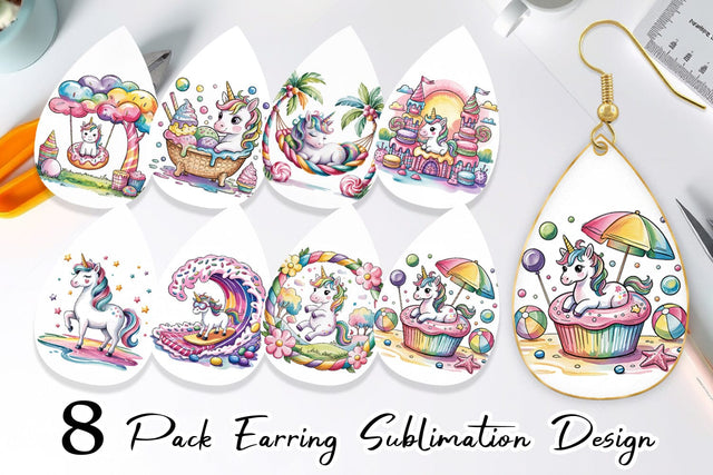 Earring Candy Unicorn Summer Sublimation artnoy 