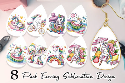 Earring Candy Unicorn Summer Sublimation artnoy 