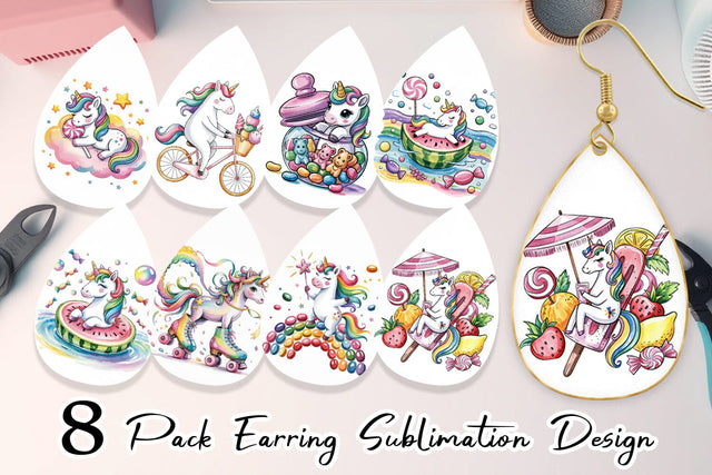 Earring Candy Unicorn Summer Sublimation artnoy 