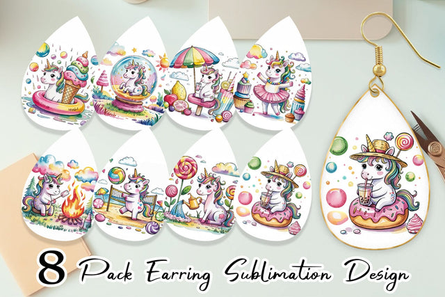 Earring Candy Unicorn Summer Sublimation artnoy 