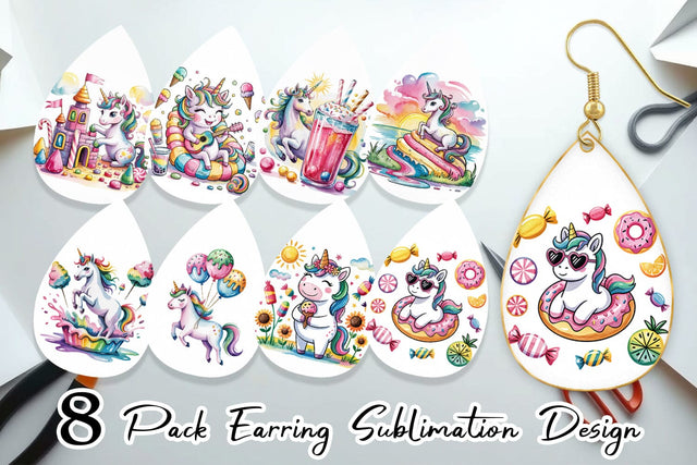 Earring Candy Unicorn Summer Sublimation artnoy 