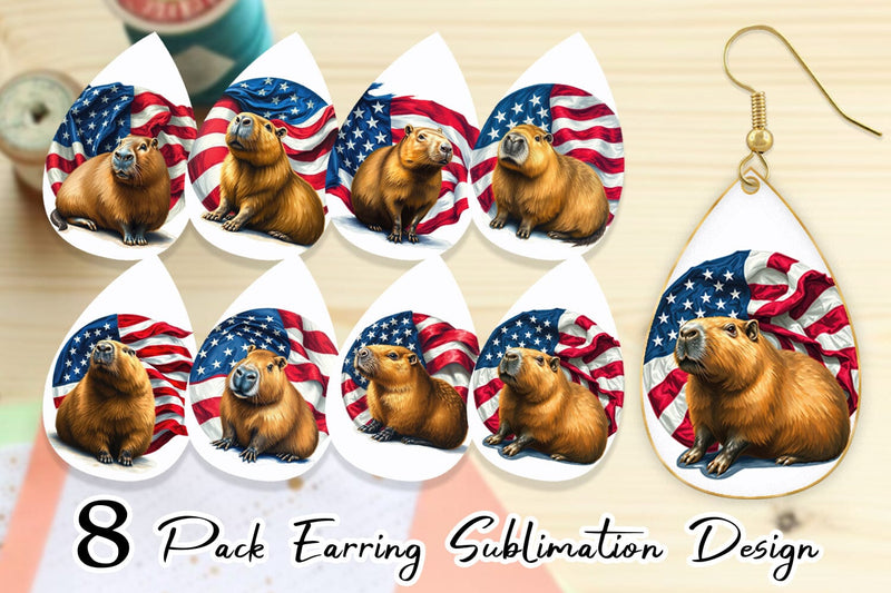 Earring Capybara 4th of July Sublimation artnoy 