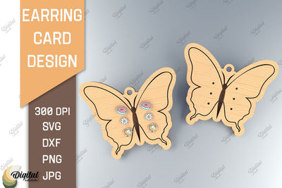 Earring Card SVG. 3D Layared Card Laser Cut. Butterfly SVG SVG Evgenyia Guschina 
