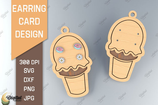 Earring Card SVG. 3D Layared Card Laser Cut. Ice Cream SVG SVG Evgenyia Guschina 