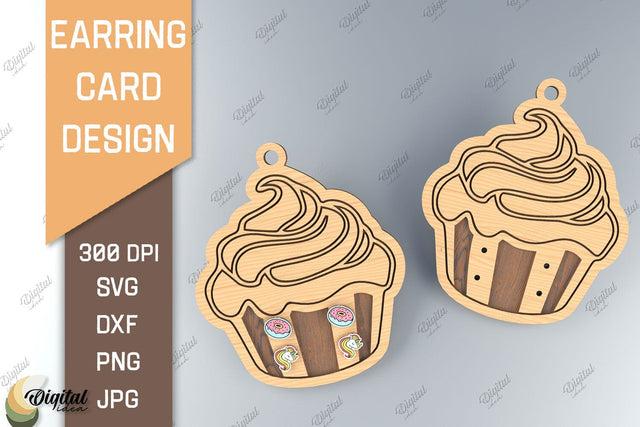 Earring Card SVG. 3D Layared Card Laser Cut. Ice Cupcake SVG SVG Evgenyia Guschina 
