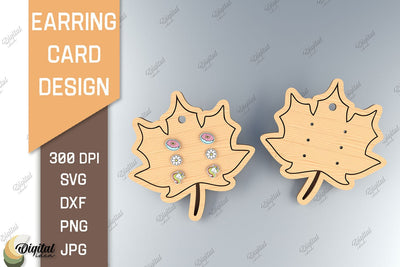 Earring Card SVG. 3D Layared Card Laser Cut. Maple Leaf SVG SVG Evgenyia Guschina 