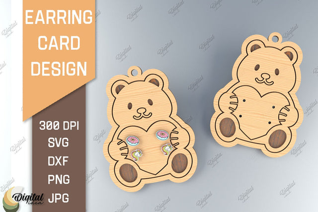 Earring Card SVG. 3D Layared Card Laser Cut. Teddy Bear SVG SVG Evgenyia Guschina 