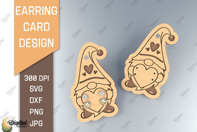 Earring Card SVG. 3D Layared Card Laser Cut. Valentine Gnome SVG SVG Evgenyia Guschina 