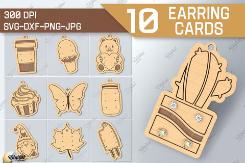 Earring Cards SVG Bundle. 3D Layared Cards Laser Cut SVG Evgenyia Guschina 
