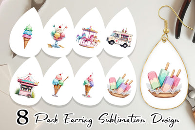 Earring Carnival Ice Cream Sublimation artnoy 