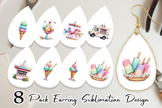 Earring Carnival Ice Cream Sublimation artnoy 