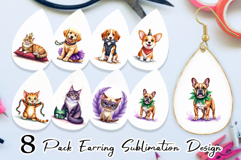 Earring Carnival Jungle Watercolor Safari Mardi Gras Sublimation artnoy 