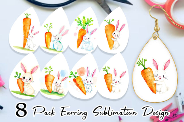 Earring Carrot Bunny Sublimation artnoy 