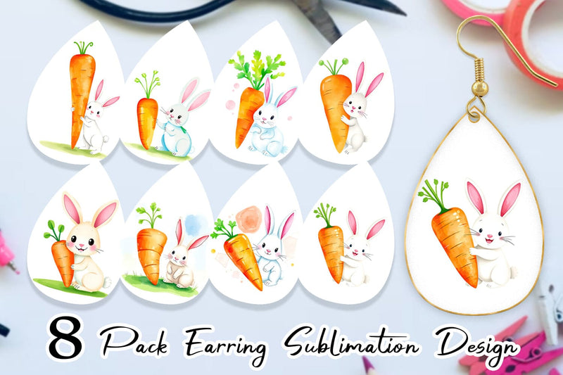 Earring Carrot Bunny Sublimation artnoy 