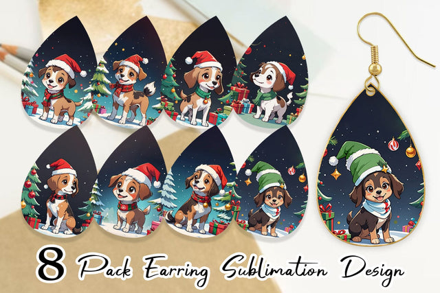 Earring Cartoon Christmas Dog Sublimation artnoy 